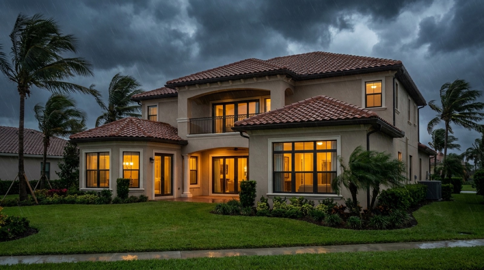 South Florida home with impact windows standing secure during a hurricane, serving Cooper City
